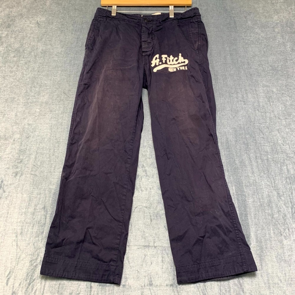 Vintage Abercrombie & Fitch New York Chino Pants Men 30 32x30 Navy Blue Straight